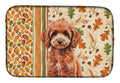 Miniature Red Poodle Heirloom Fall Dish Drying Mat Absorbent Dish Drying Mat Pad for Kitchen Counter Dish Drainer Mat for Countertop, 14 x 21", Multicolor