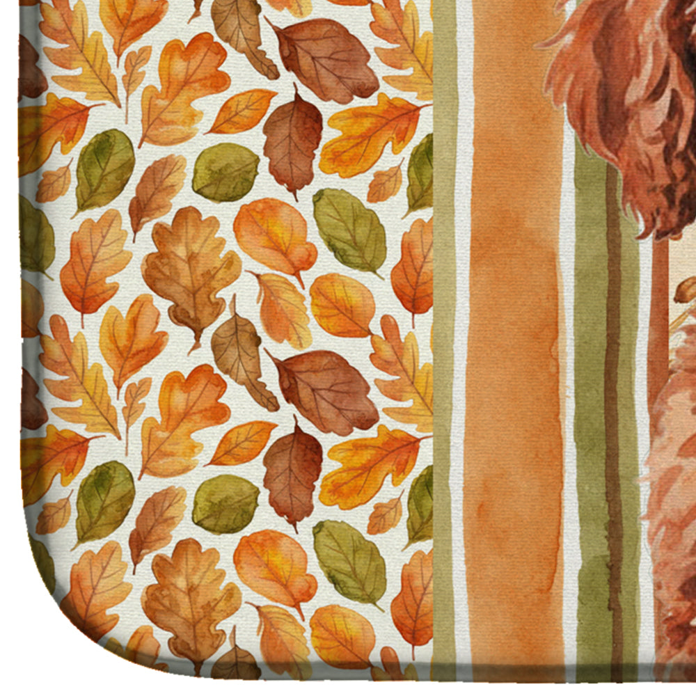 Miniature Red Poodle Heirloom Fall Dish Drying Mat Absorbent Dish Drying Mat Pad for Kitchen Counter Dish Drainer Mat for Countertop, 14 x 21", Multicolor