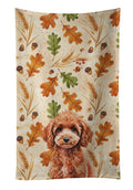Miniature Red Poodle Heirloom Fall Kitchen Towel Velour Plush Front and Cotton Loop Back Machine Washable