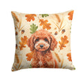 Miniature Red Poodle Heirloom Fall Decorative Throw Pillow 18x18 Indoor Outdoor Accent Cushion, Fabric Cover with Insert for Sofa, Bed, Porch & Living Room