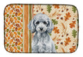 Miniature Silver Poodle Heirloom Fall Dish Drying Mat Absorbent Dish Drying Mat Pad for Kitchen Counter Dish Drainer Mat for Countertop, 14 x 21", Multicolor
