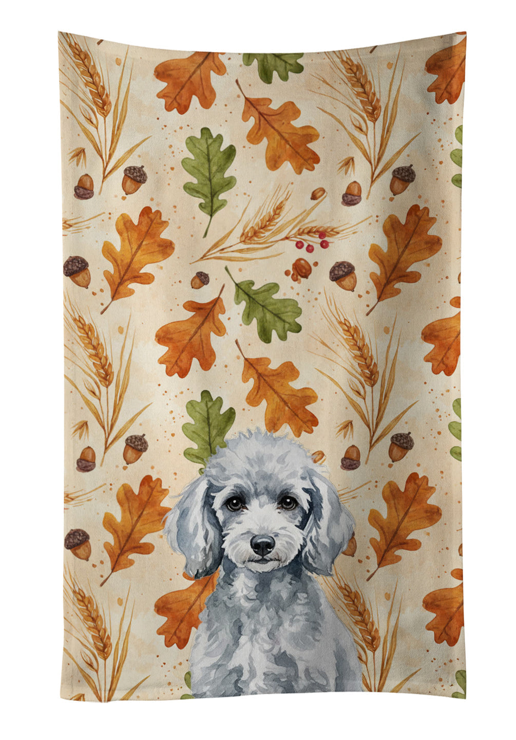 Miniature Silver Poodle Heirloom Fall Kitchen Towel Velour Plush Front and Cotton Loop Back Machine Washable