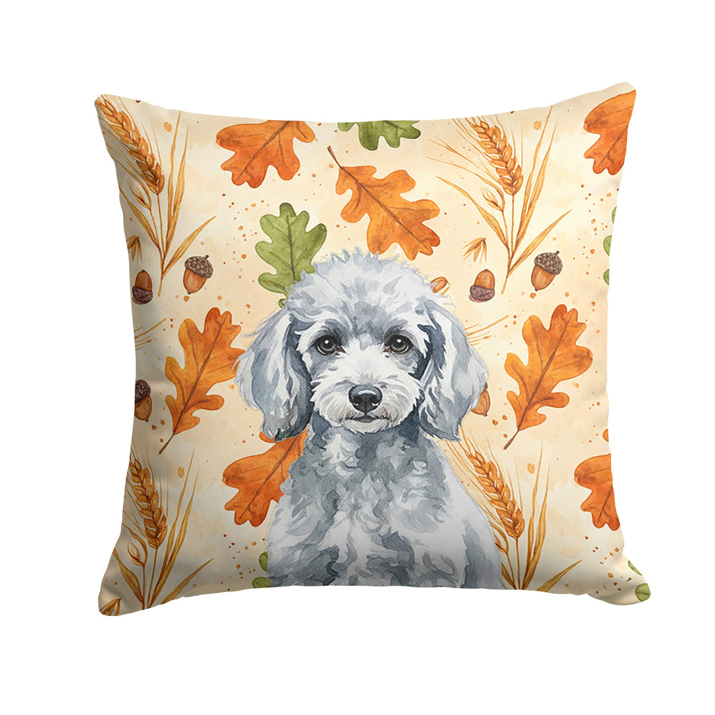 Miniature Silver Poodle Heirloom Fall Decorative Throw Pillow 14x14 Indoor Outdoor Accent Cushion, Fabric Cover with Insert for Sofa, Bed, Porch & Living Room
