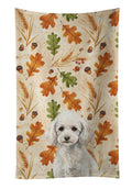 Miniature White Poodle Heirloom Fall Kitchen Towel Velour Plush Front and Cotton Loop Back Machine Washable