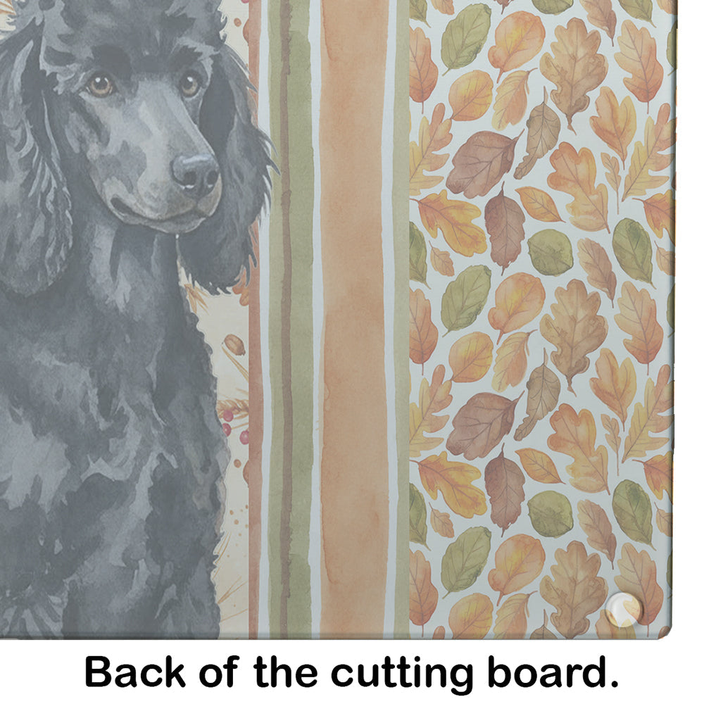 Standard Black Poodle Heirloom Fall Cutting Board Tempered Glass Kitchen Cutting Surface, Heat Resistant Chopping, Non-Slip Feet, Food Prep & Serving