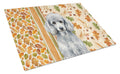 Standard Silver Poodle Heirloom Fall Cutting Board Tempered Glass Kitchen Cutting Surface, Heat Resistant Chopping, Non-Slip Feet, Food Prep & Serving