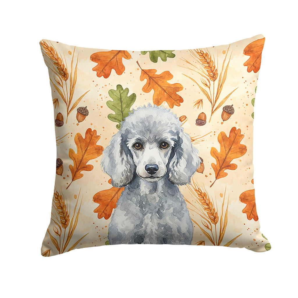 Standard Silver Poodle Heirloom Fall Decorative Throw Pillow 14x14 Indoor Outdoor Accent Cushion, Fabric Cover with Insert for Sofa, Bed, Porch & Living Room