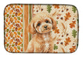 Toy Apricot Poodle Heirloom Fall Dish Drying Mat Absorbent Dish Drying Mat Pad for Kitchen Counter Dish Drainer Mat for Countertop, 14 x 21", Multicolor