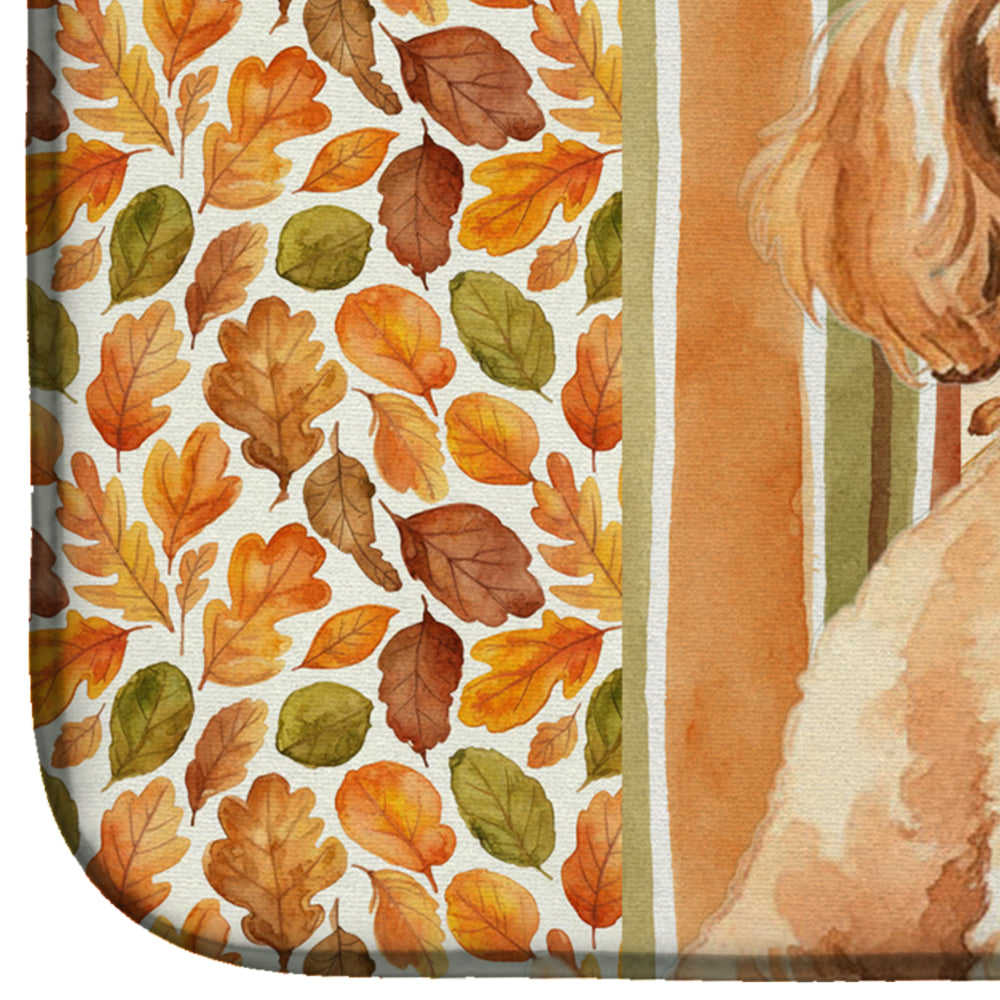 Toy Apricot Poodle Heirloom Fall Dish Drying Mat Absorbent Dish Drying Mat Pad for Kitchen Counter Dish Drainer Mat for Countertop, 14 x 21", Multicolor