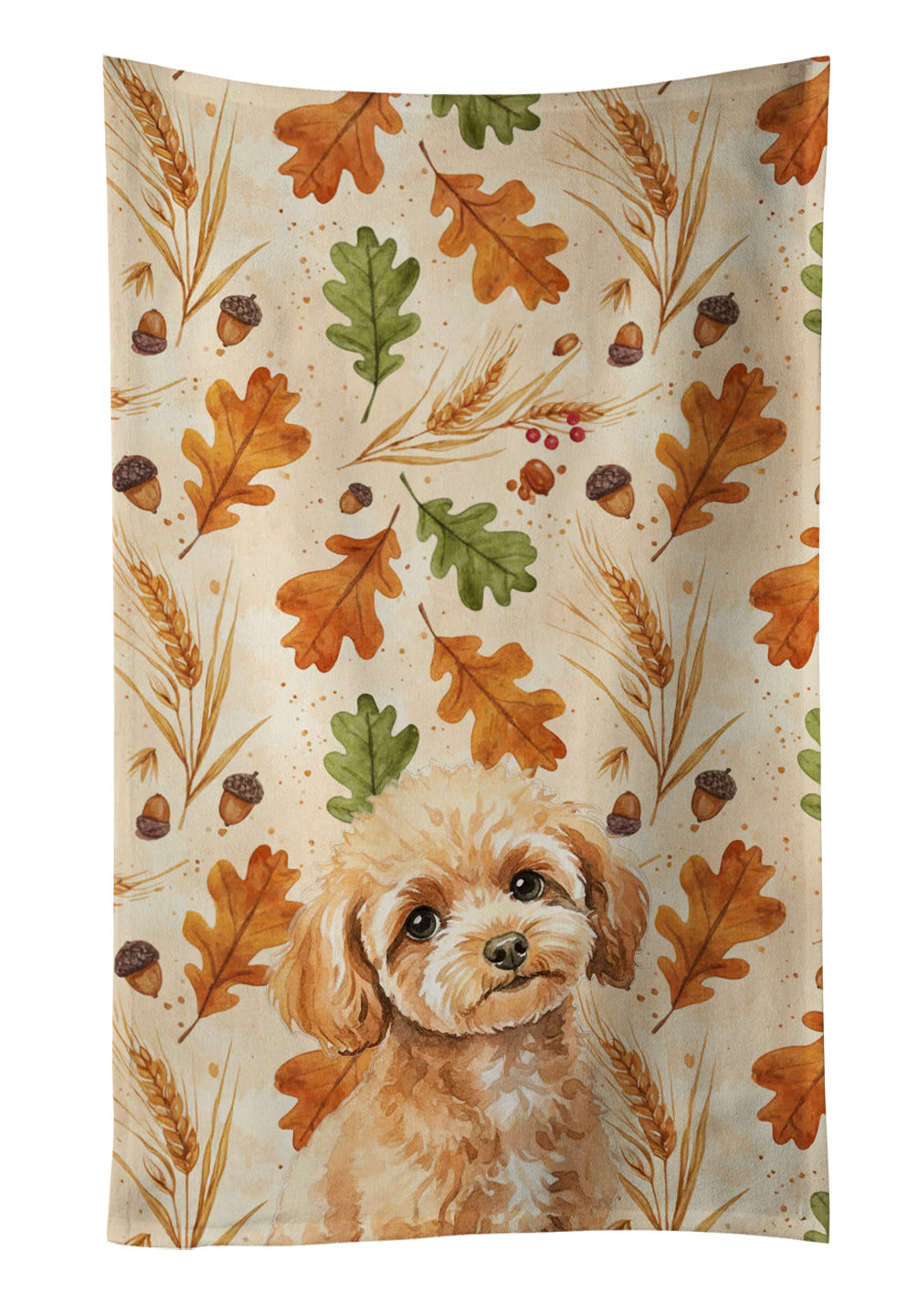 Toy Apricot Poodle Heirloom Fall Kitchen Towel Velour Plush Front and Cotton Loop Back Machine Washable
