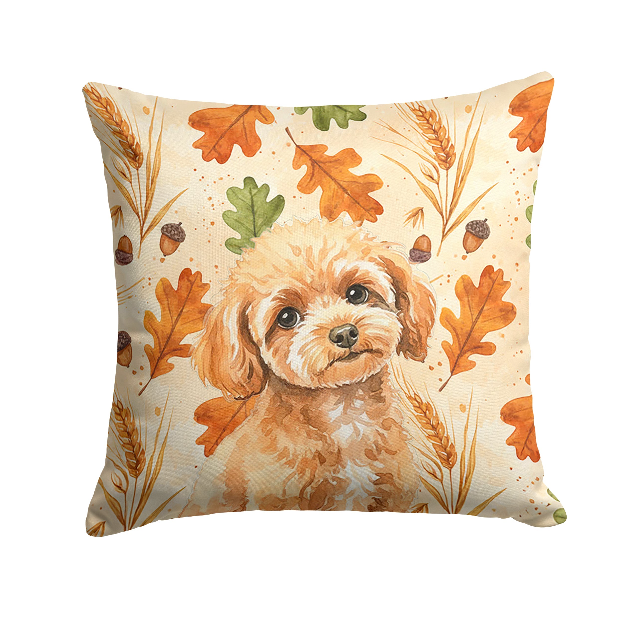 Toy Apricot Poodle Heirloom Fall Decorative Throw Pillow 18x18 Indoor Outdoor Accent Cushion, Fabric Cover with Insert for Sofa, Bed, Porch & Living Room