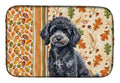 Toy Black Poodle Heirloom Fall Dish Drying Mat Absorbent Dish Drying Mat Pad for Kitchen Counter Dish Drainer Mat for Countertop, 14 x 21", Multicolor