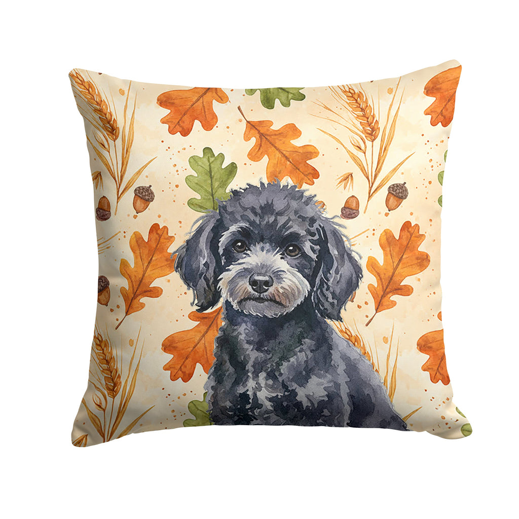 Toy Black Poodle Heirloom Fall Decorative Throw Pillow 18x18 Indoor Outdoor Accent Cushion, Fabric Cover with Insert for Sofa, Bed, Porch & Living Room