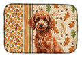 Toy Red Poodle Heirloom Fall Dish Drying Mat Absorbent Dish Drying Mat Pad for Kitchen Counter Dish Drainer Mat for Countertop, 14 x 21", Multicolor