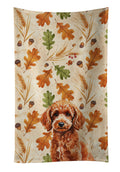 Toy Red Poodle Heirloom Fall Kitchen Towel Velour Plush Front and Cotton Loop Back Machine Washable