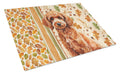 Toy Red Poodle Heirloom Fall Cutting Board Tempered Glass Kitchen Cutting Surface, Heat Resistant Chopping, Non-Slip Feet, Food Prep & Serving
