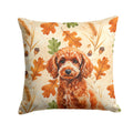 Toy Red Poodle Heirloom Fall Decorative Throw Pillow 14x14 Indoor Outdoor Accent Cushion, Fabric Cover with Insert for Sofa, Bed, Porch & Living Room