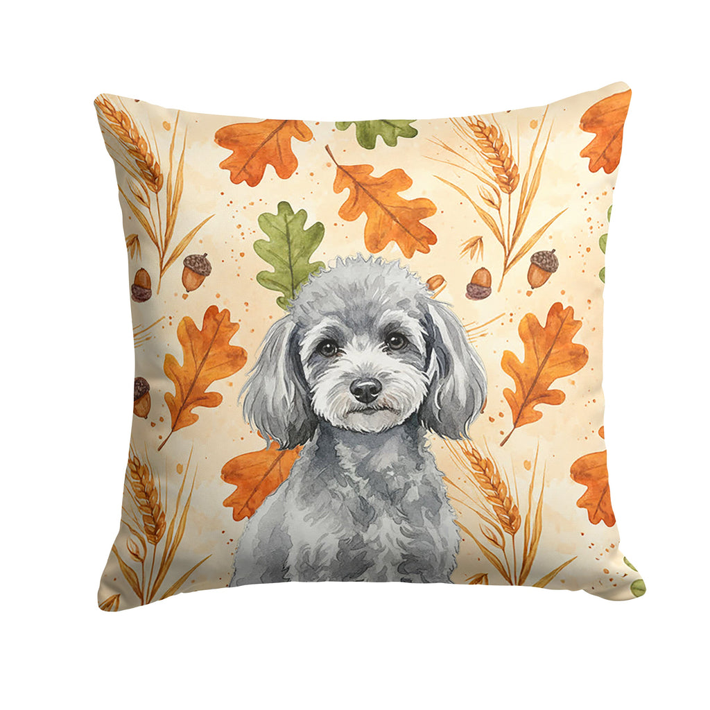 Toy Silver Poodle Heirloom Fall Decorative Throw Pillow 18x18 Indoor Outdoor Accent Cushion, Fabric Cover with Insert for Sofa, Bed, Porch & Living Room