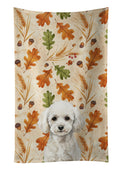 Toy White Poodle Heirloom Fall Kitchen Towel Velour Plush Front and Cotton Loop Back Machine Washable