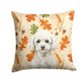Toy White Poodle Heirloom Fall Decorative Throw Pillow 14x14 Indoor Outdoor Accent Cushion, Fabric Cover with Insert for Sofa, Bed, Porch & Living Room