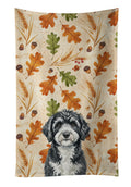 Portuguese Water Dog Heirloom Fall Kitchen Towel Velour Plush Front and Cotton Loop Back Machine Washable