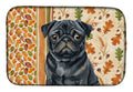 Black Pug Heirloom Fall Dish Drying Mat Absorbent Dish Drying Mat Pad for Kitchen Counter Dish Drainer Mat for Countertop, 14 x 21", Multicolor
