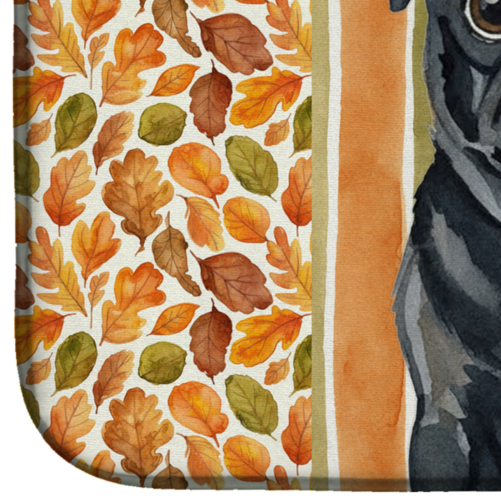 Black Pug Heirloom Fall Dish Drying Mat Absorbent Dish Drying Mat Pad for Kitchen Counter Dish Drainer Mat for Countertop, 14 x 21", Multicolor