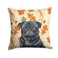 Black Pug Heirloom Fall Decorative Throw Pillow 14x14 Indoor Outdoor Accent Cushion, Fabric Cover with Insert for Sofa, Bed, Porch & Living Room