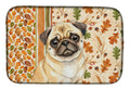 Fawn Pug Heirloom Fall Dish Drying Mat Absorbent Dish Drying Mat Pad for Kitchen Counter Dish Drainer Mat for Countertop, 14 x 21", Multicolor