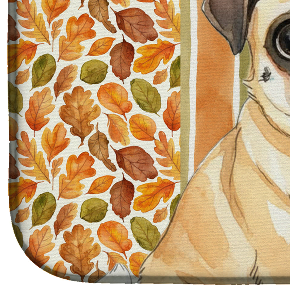Fawn Pug Heirloom Fall Dish Drying Mat Absorbent Dish Drying Mat Pad for Kitchen Counter Dish Drainer Mat for Countertop, 14 x 21", Multicolor