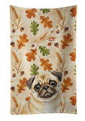 Fawn Pug Heirloom Fall Kitchen Towel Velour Plush Front and Cotton Loop Back Machine Washable