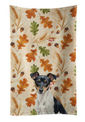Black and White Rat Terrier Heirloom Fall Kitchen Towel Velour Plush Front and Cotton Loop Back Machine Washable