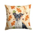 Black and White Rat Terrier Heirloom Fall Decorative Throw Pillow 14x14 Indoor Outdoor Accent Cushion, Fabric Cover with Insert for Sofa, Bed, Porch & Living Room