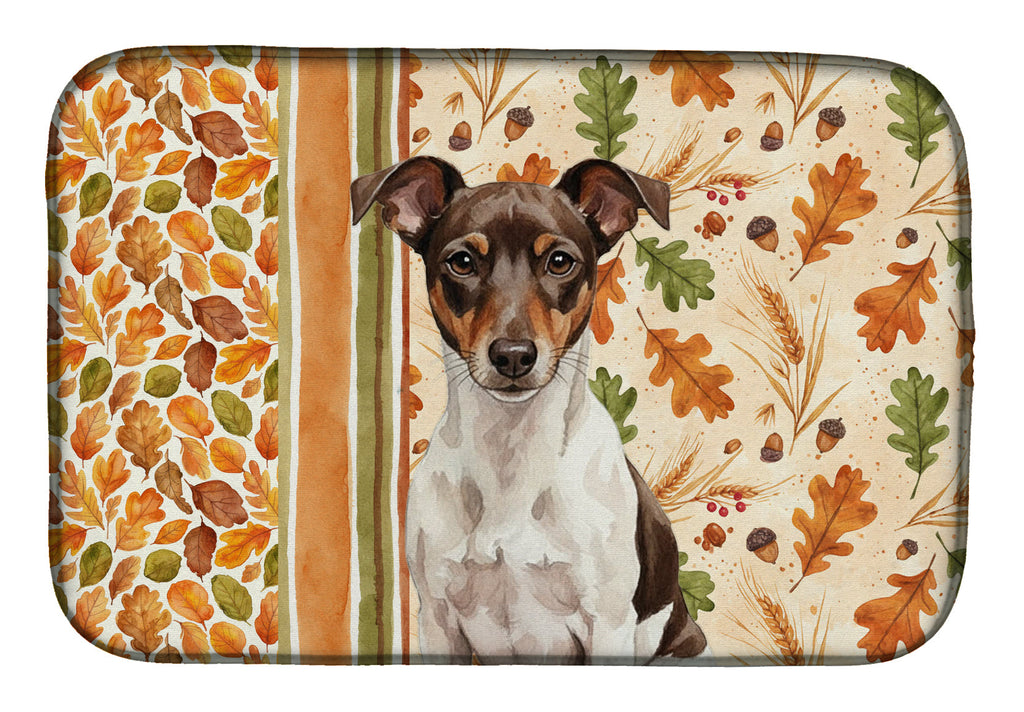 Chocolate and White Rat Terrier Heirloom Fall Dish Drying Mat Absorbent Dish Drying Mat Pad for Kitchen Counter Dish Drainer Mat for Countertop, 14 x 21", Multicolor