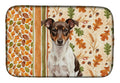 Chocolate and White Rat Terrier Heirloom Fall Dish Drying Mat Absorbent Dish Drying Mat Pad for Kitchen Counter Dish Drainer Mat for Countertop, 14 x 21", Multicolor