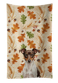 Chocolate and White Rat Terrier Heirloom Fall Kitchen Towel Velour Plush Front and Cotton Loop Back Machine Washable