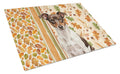 Chocolate and White Rat Terrier Heirloom Fall Cutting Board Tempered Glass Kitchen Cutting Surface, Heat Resistant Chopping, Non-Slip Feet, Food Prep & Serving