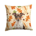 Chocolate and White Rat Terrier Heirloom Fall Decorative Throw Pillow 14x14 Indoor Outdoor Accent Cushion, Fabric Cover with Insert for Sofa, Bed, Porch & Living Room