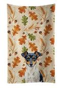 Tricolor Rat Terrier Heirloom Fall Kitchen Towel Velour Plush Front and Cotton Loop Back Machine Washable