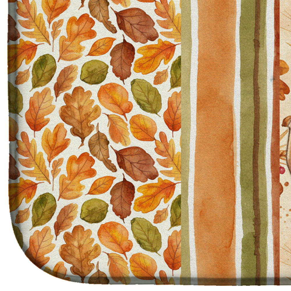Rhodesian Ridgeback Heirloom Fall Dish Drying Mat Absorbent Dish Drying Mat Pad for Kitchen Counter Dish Drainer Mat for Countertop, 14 x 21", Multicolor