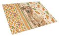 Rhodesian Ridgeback Heirloom Fall Cutting Board Tempered Glass Kitchen Cutting Surface, Heat Resistant Chopping, Non-Slip Feet, Food Prep & Serving
