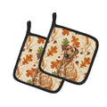 Rhodesian Ridgeback Heirloom Fall Pot Holder Set of 2 Heat Resistant Quilted Hot Pads 7.5 x 7.5 Inch, Insulated Kitchen Trivets for Cooking & Baking
