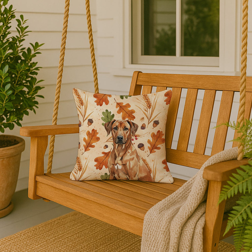 Rhodesian Ridgeback Heirloom Fall Decorative Throw Pillow 18x18 Indoor Outdoor Accent Cushion, Fabric Cover with Insert for Sofa, Bed, Porch & Living Room