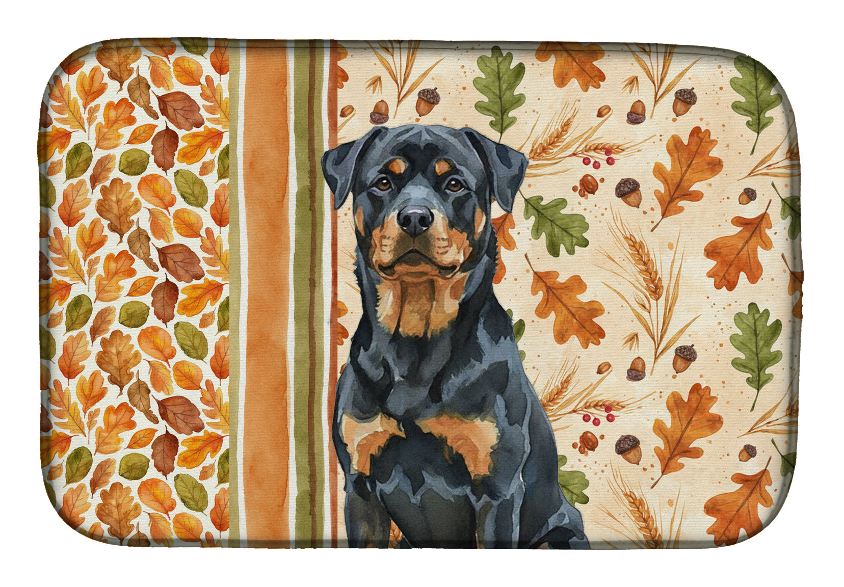 Rottweiler Heirloom Fall Dish Drying Mat Absorbent Dish Drying Mat Pad for Kitchen Counter Dish Drainer Mat for Countertop, 14 x 21", Multicolor
