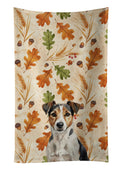 Tricolor Russell Terrier Heirloom Fall Kitchen Towel Velour Plush Front and Cotton Loop Back Machine Washable