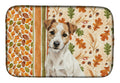 White with Tan Markings Russell Terrier Heirloom Fall Dish Drying Mat Absorbent Dish Drying Mat Pad for Kitchen Counter Dish Drainer Mat for Countertop, 14 x 21", Multicolor