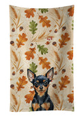 Black and Tan Russian Toy Heirloom Fall Kitchen Towel Velour Plush Front and Cotton Loop Back Machine Washable