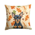 Black and Tan Russian Toy Heirloom Fall Decorative Throw Pillow 14x14 Indoor Outdoor Accent Cushion, Fabric Cover with Insert for Sofa, Bed, Porch & Living Room