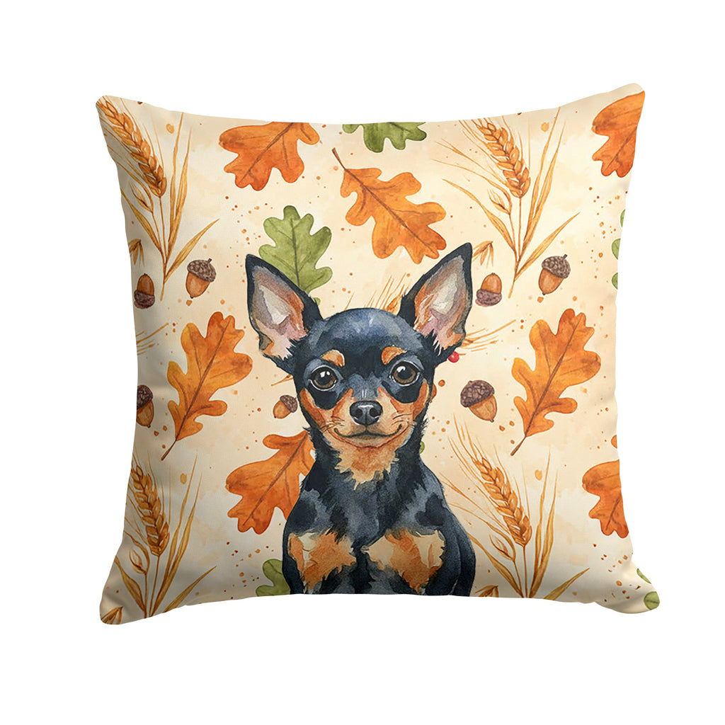 Black and Tan Russian Toy Heirloom Fall Decorative Throw Pillow 18x18 Indoor Outdoor Accent Cushion, Fabric Cover with Insert for Sofa, Bed, Porch & Living Room