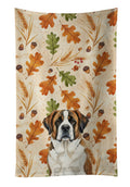Brindle and White Saint Bernard Heirloom Fall Kitchen Towel Velour Plush Front and Cotton Loop Back Machine Washable